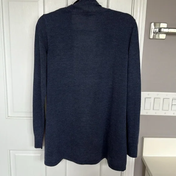 Ella Moss Cozy Open Draped Cardigan Sweater Indigo Blue - Picture 5 of 6